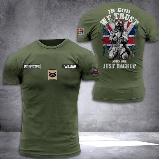 Personalized British Veteran/Soldier In God We Trust Tshirt 3D Printed.TOT