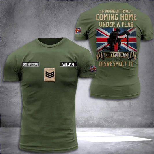 Personalized British Veteran/Soldier Coming Home Under A Flag Tshirt 3D Printed NOV.MOS