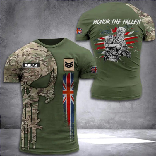 Personalized British Veteran/Soldier Honor The Fallen Tshirt 3D Printed.MOS