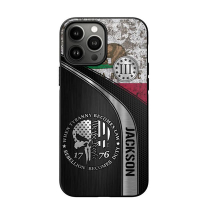 Personalized California Three Percenter Phone Case Printed.TMS