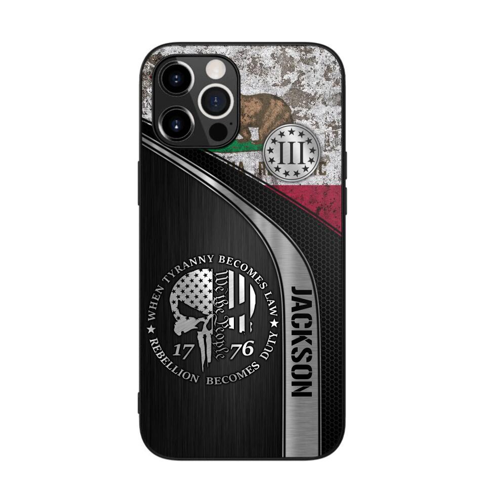 Personalized California Three Percenter Phone Case Printed.TMS