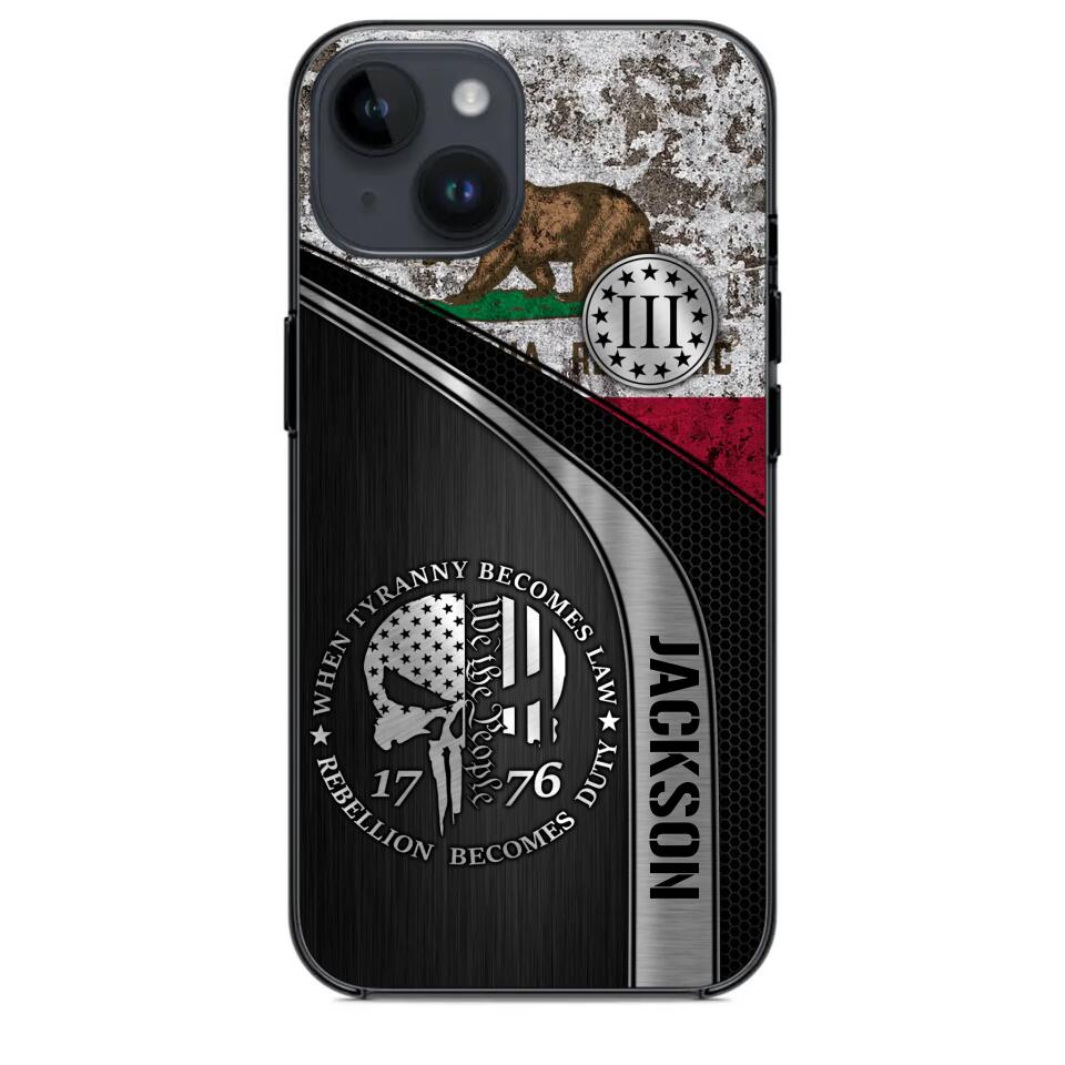 Personalized California Three Percenter Phone Case Printed.TMS