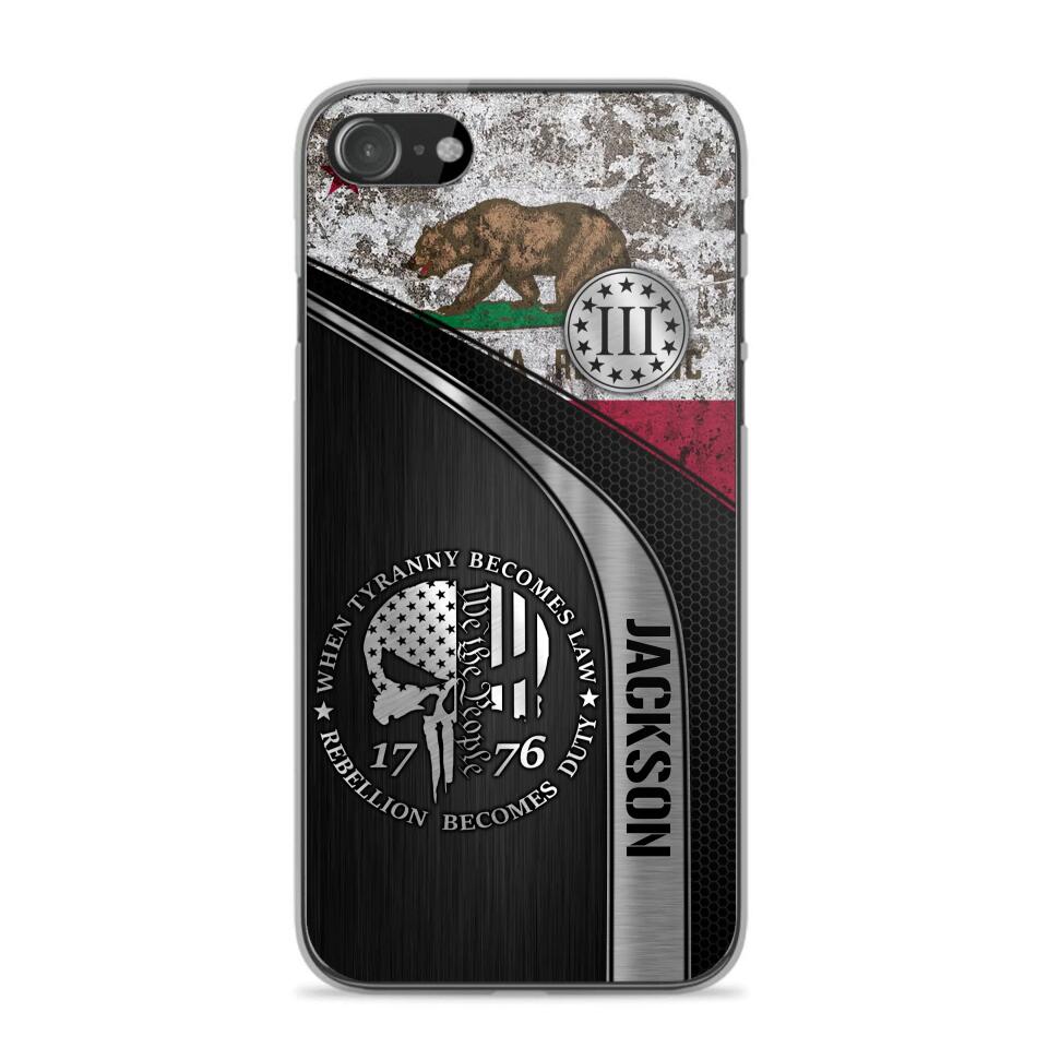 Personalized California Three Percenter Phone Case Printed.TMS