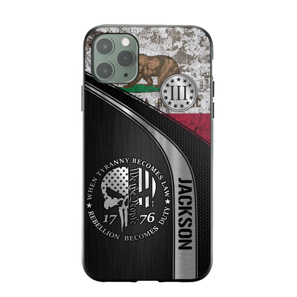 Personalized California Three Percenter Phone Case Printed.TMS