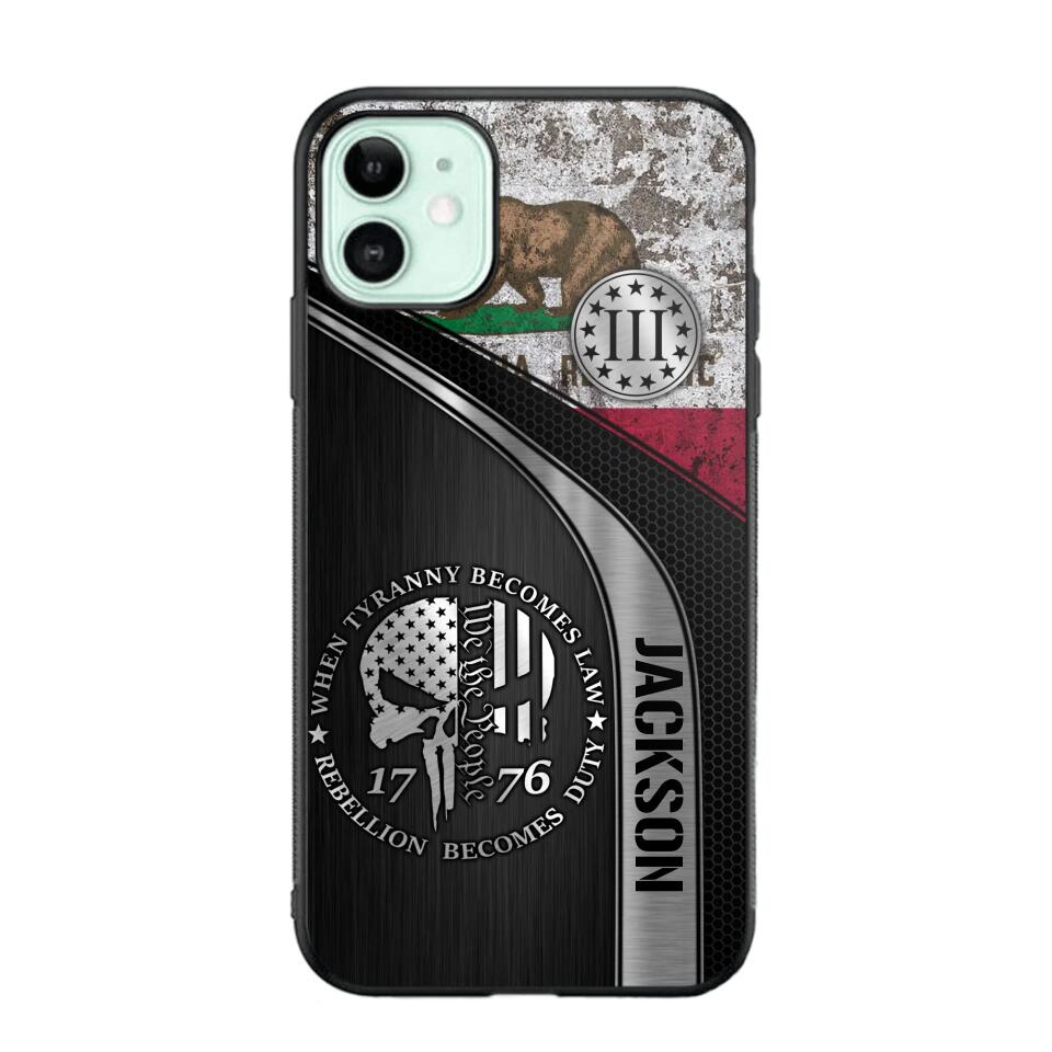 Personalized California Three Percenter Phone Case Printed.TMS