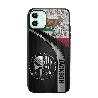 Personalized California Three Percenter Phone Case Printed.TMS