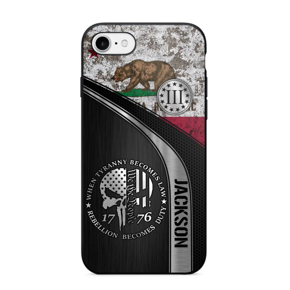 Personalized California Three Percenter Phone Case Printed.TMS