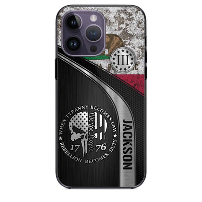 Personalized California Three Percenter Phone Case Printed.TMS