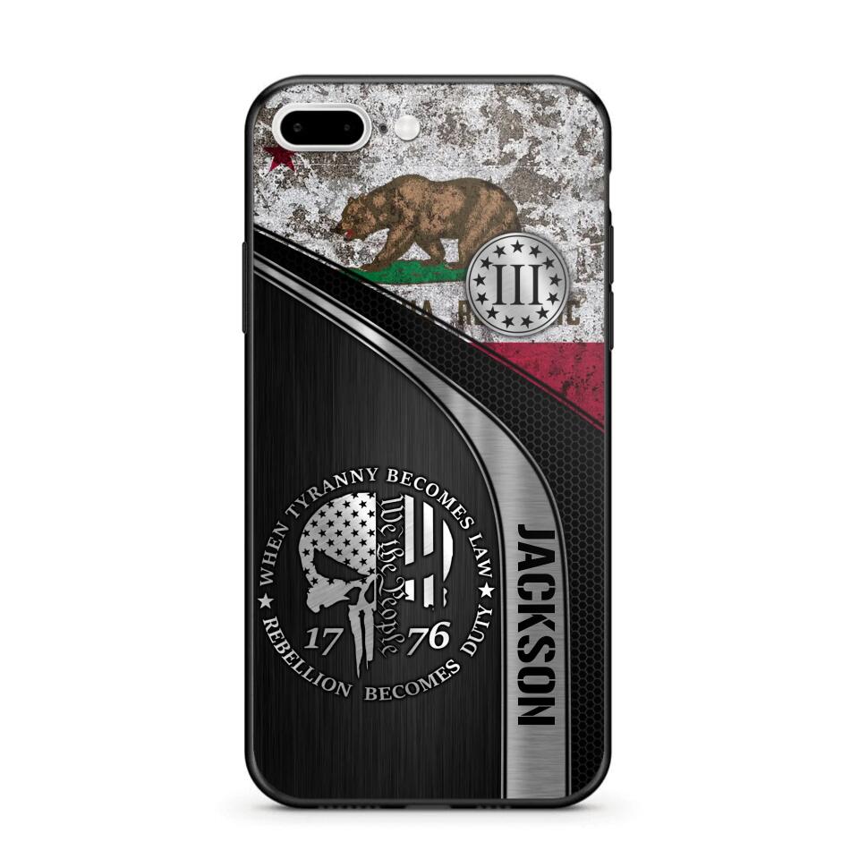 Personalized California Three Percenter Phone Case Printed.TMS