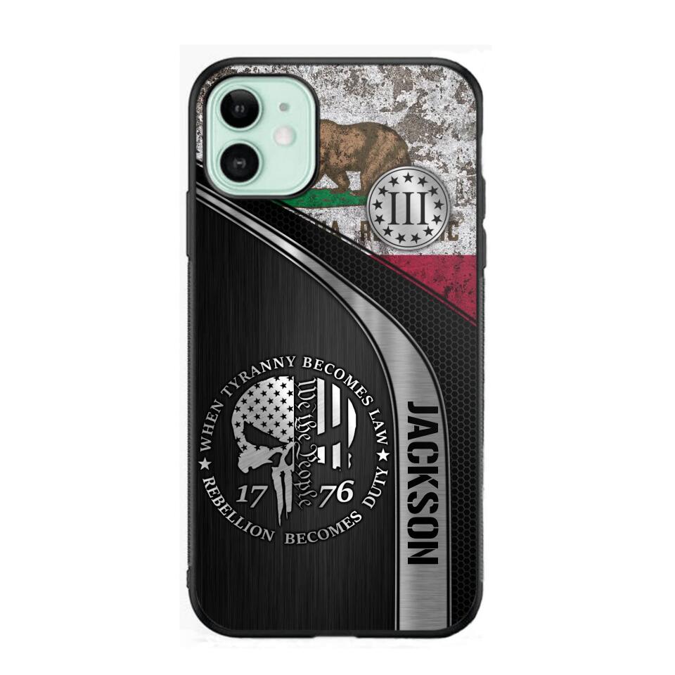 Personalized California Three Percenter Phone Case Printed.TMS