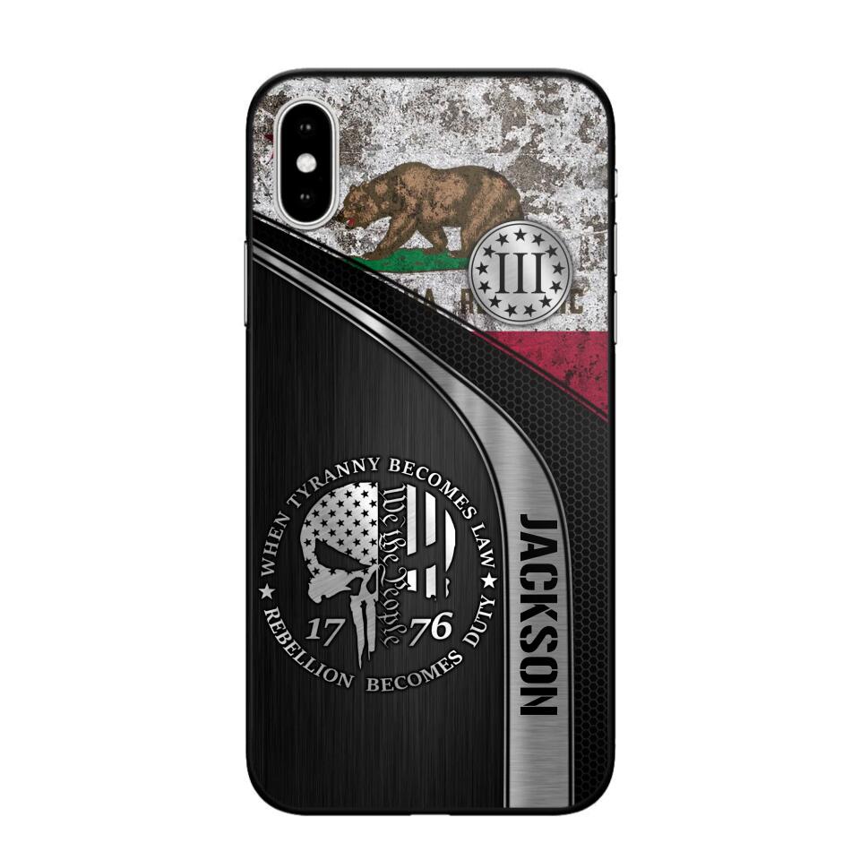 Personalized California Three Percenter Phone Case Printed.TMS