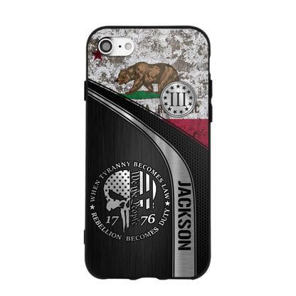 Personalized California Three Percenter Phone Case Printed.TMS