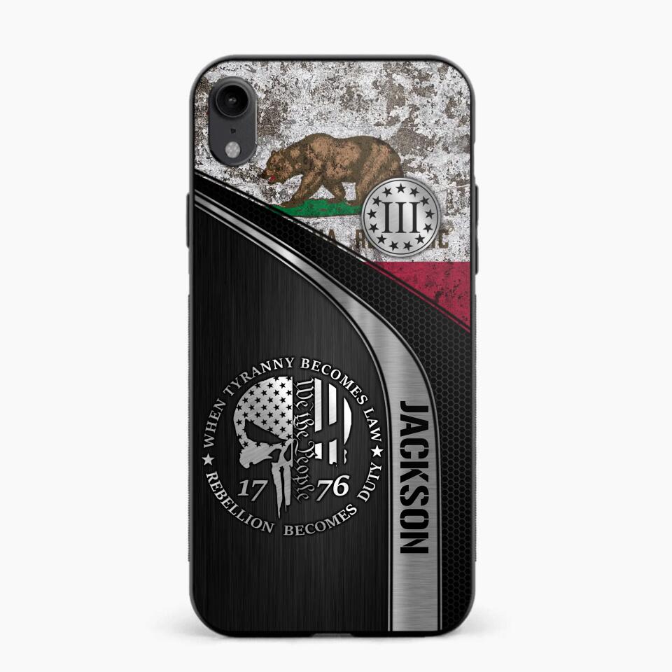 Personalized California Three Percenter Phone Case Printed.TMS