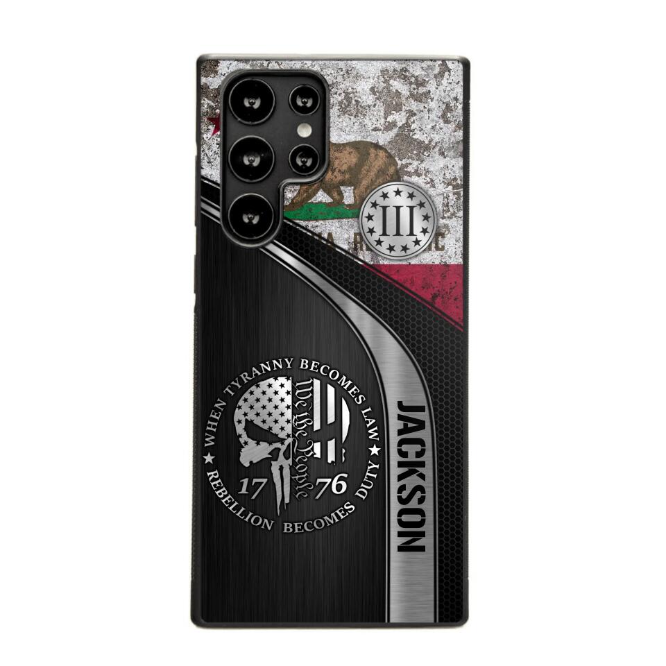 Personalized California Three Percenter Phone Case Printed.TMS