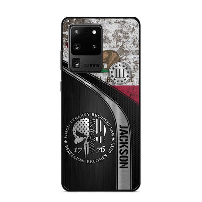 Personalized California Three Percenter Phone Case Printed.TMS