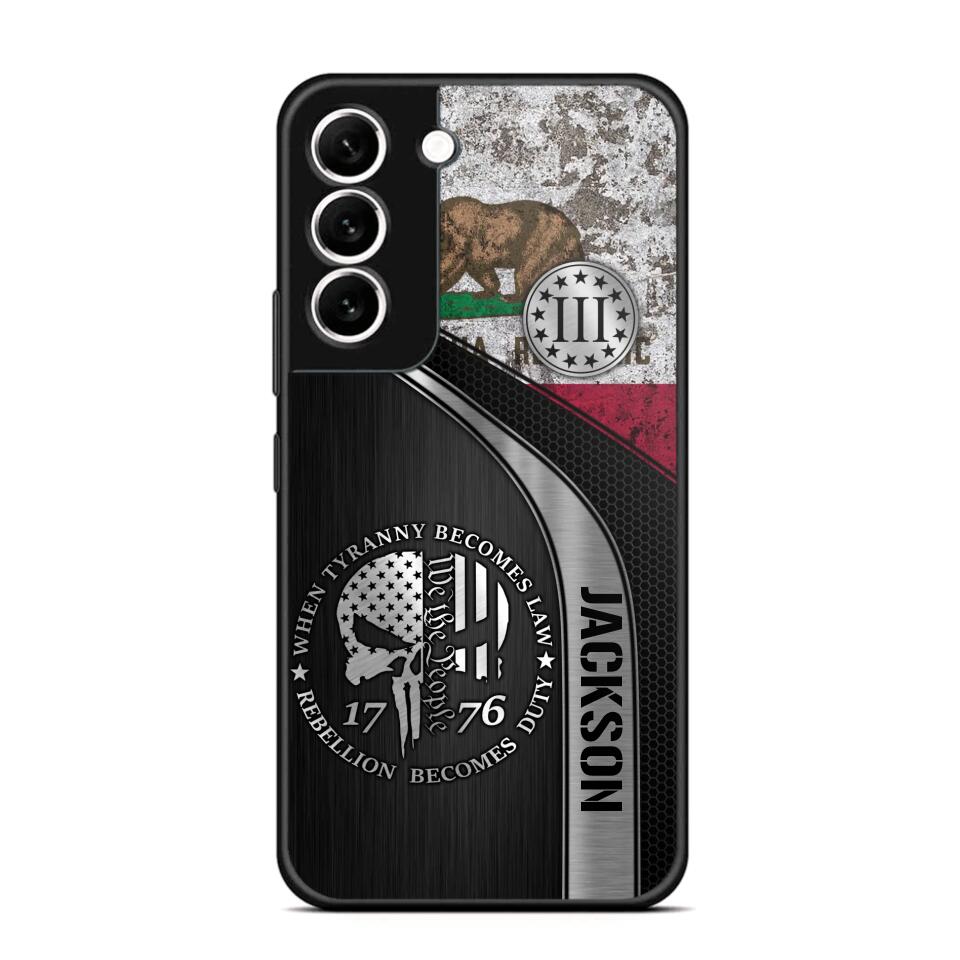 Personalized California Three Percenter Phone Case Printed.TMS