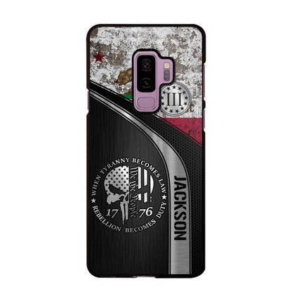 Personalized California Three Percenter Phone Case Printed.TMS