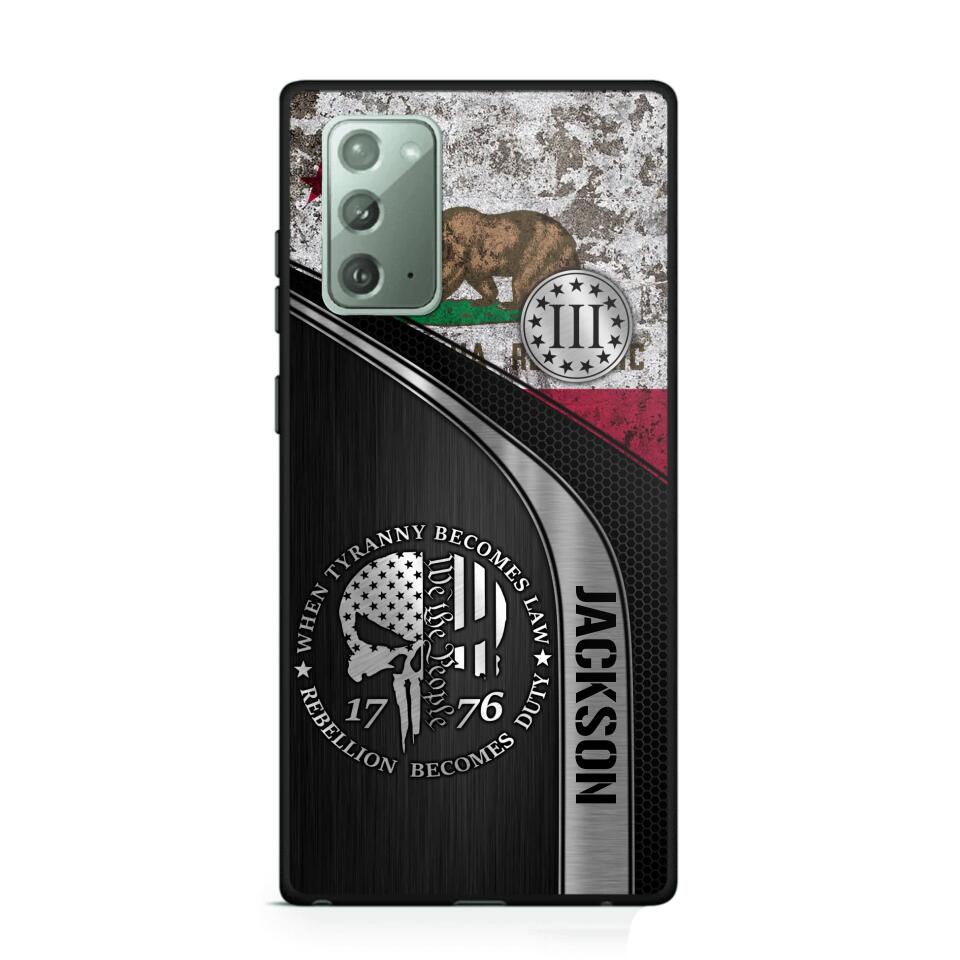 Personalized California Three Percenter Phone Case Printed.TMS