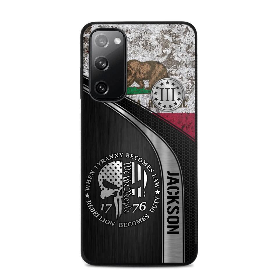 Personalized California Three Percenter Phone Case Printed.TMS