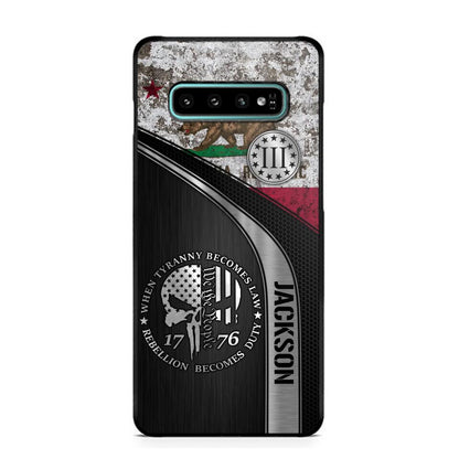 Personalized California Three Percenter Phone Case Printed.TMS