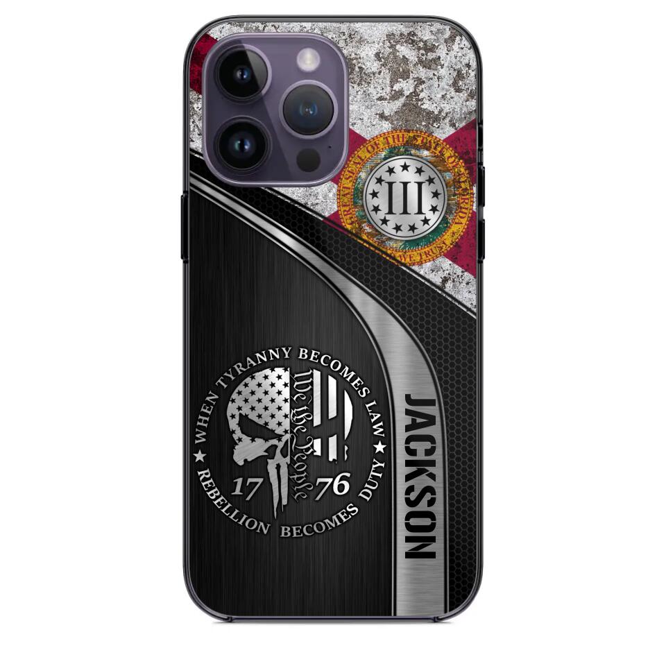 Personalized Florida Three Percenter Phone Case Printed.TMS