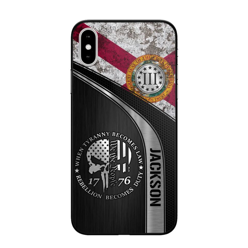 Personalized Florida Three Percenter Phone Case Printed.TMS