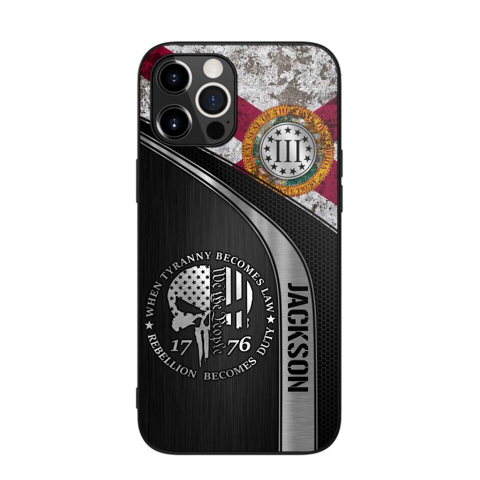 Personalized Florida Three Percenter Phone Case Printed.TMS