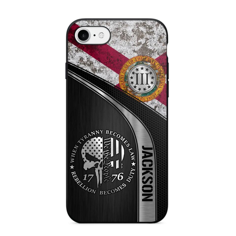 Personalized Florida Three Percenter Phone Case Printed.TMS