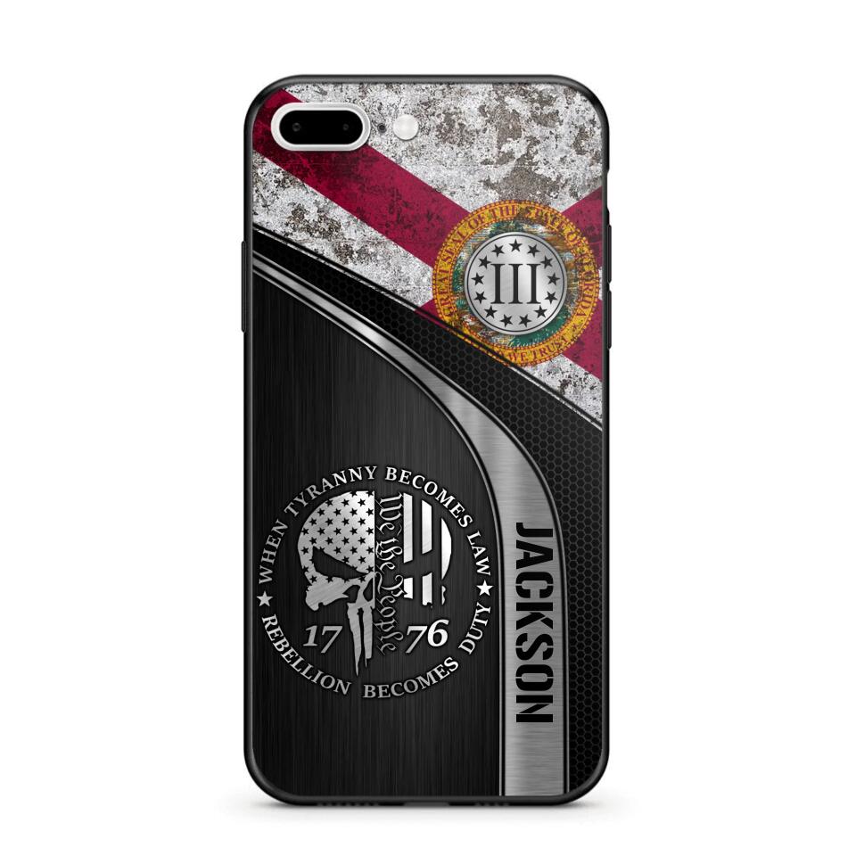 Personalized Florida Three Percenter Phone Case Printed.TMS