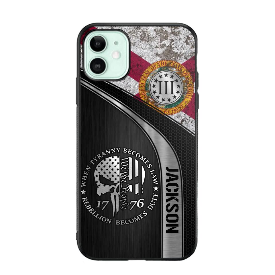 Personalized Florida Three Percenter Phone Case Printed.TMS