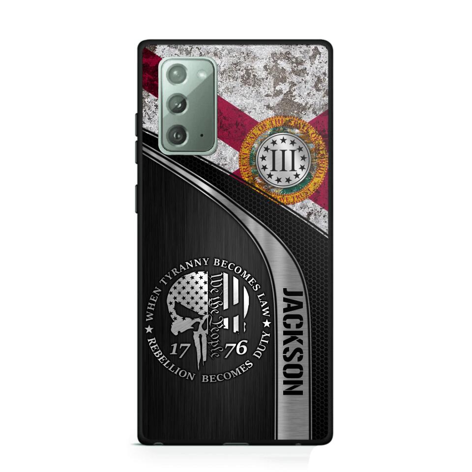 Personalized Florida Three Percenter Phone Case Printed.TMS