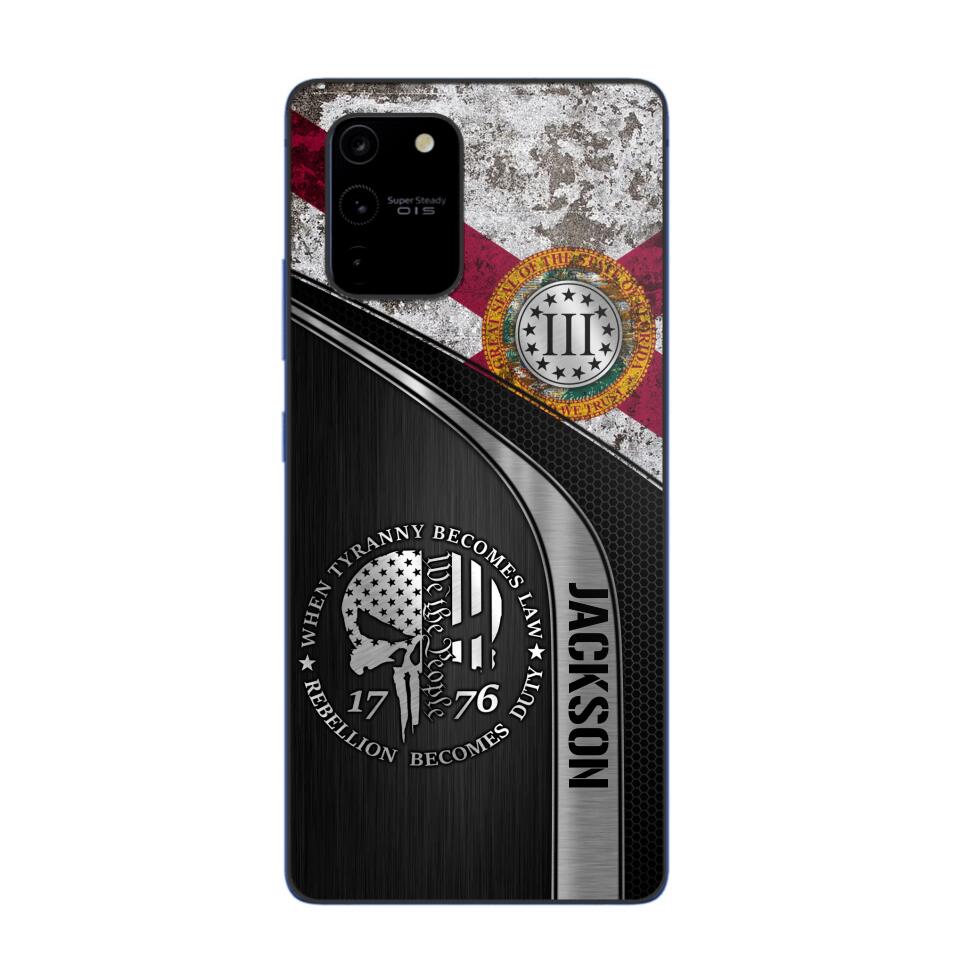 Personalized Florida Three Percenter Phone Case Printed.TMS