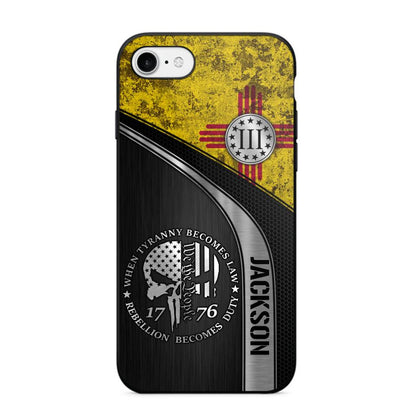 Personalized New Mexico Three Percenter Phone Case Printed.TMS