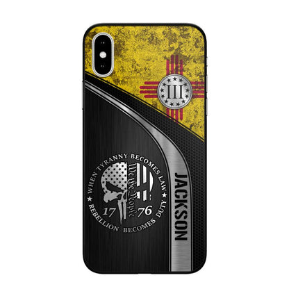 Personalized New Mexico Three Percenter Phone Case Printed.TMS