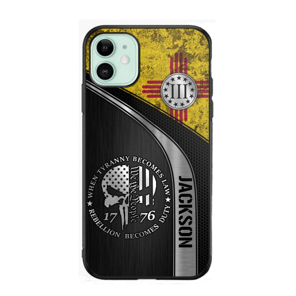 Personalized New Mexico Three Percenter Phone Case Printed.TMS