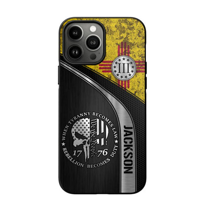 Personalized New Mexico Three Percenter Phone Case Printed.TMS