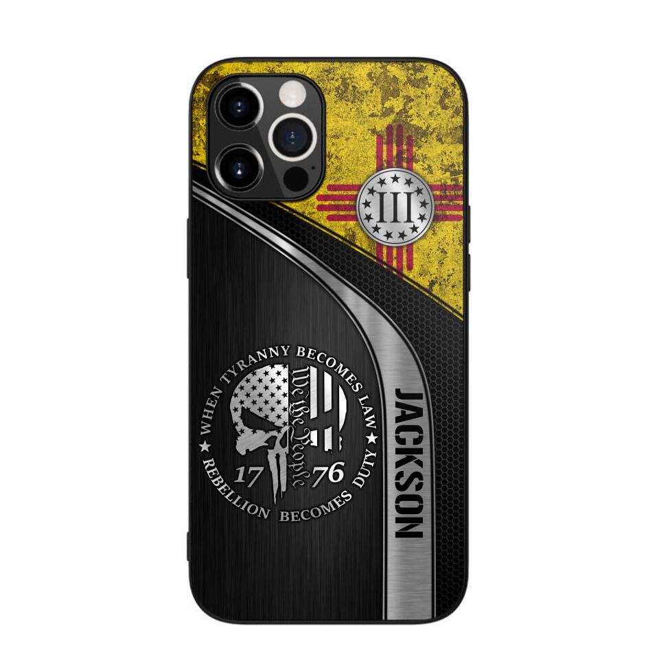 Personalized New Mexico Three Percenter Phone Case Printed.TMS