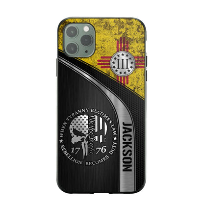 Personalized New Mexico Three Percenter Phone Case Printed.TMS