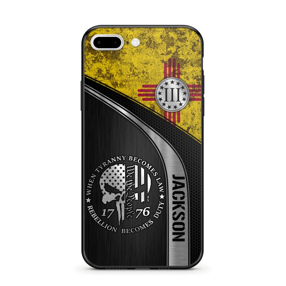 Personalized New Mexico Three Percenter Phone Case Printed.TMS