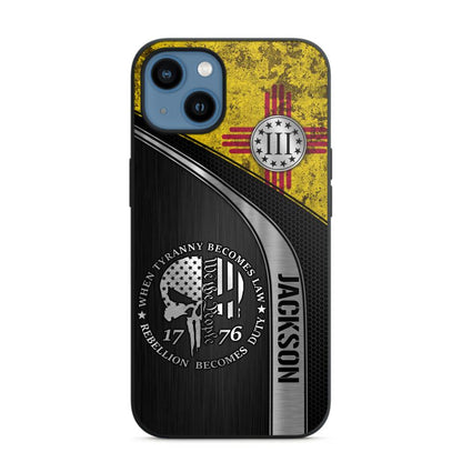 Personalized New Mexico Three Percenter Phone Case Printed.TMS