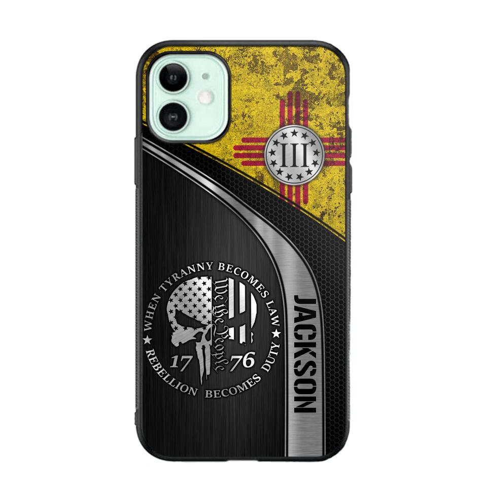 Personalized New Mexico Three Percenter Phone Case Printed.TMS