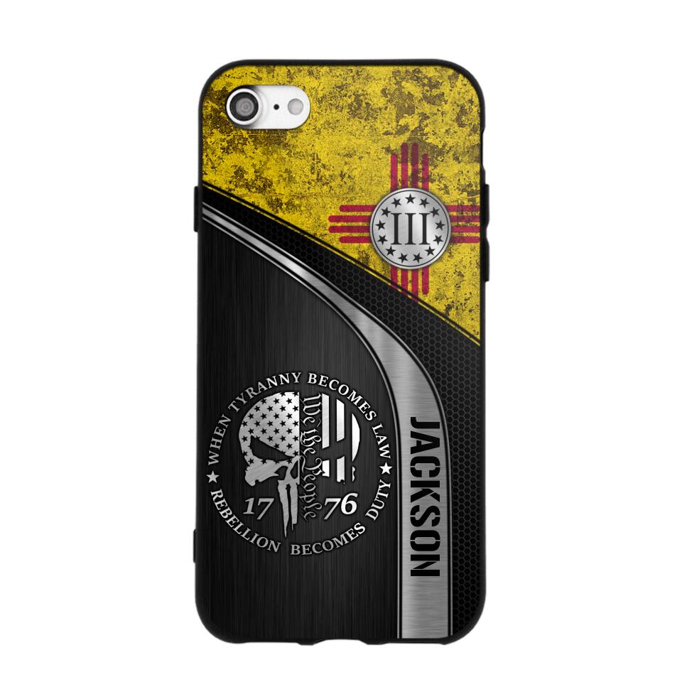 Personalized New Mexico Three Percenter Phone Case Printed.TMS