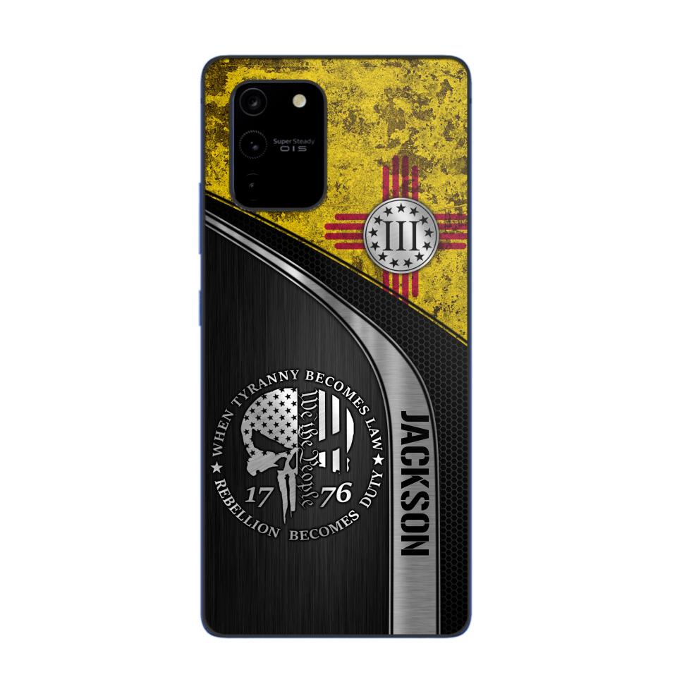 Personalized New Mexico Three Percenter Phone Case Printed.TMS