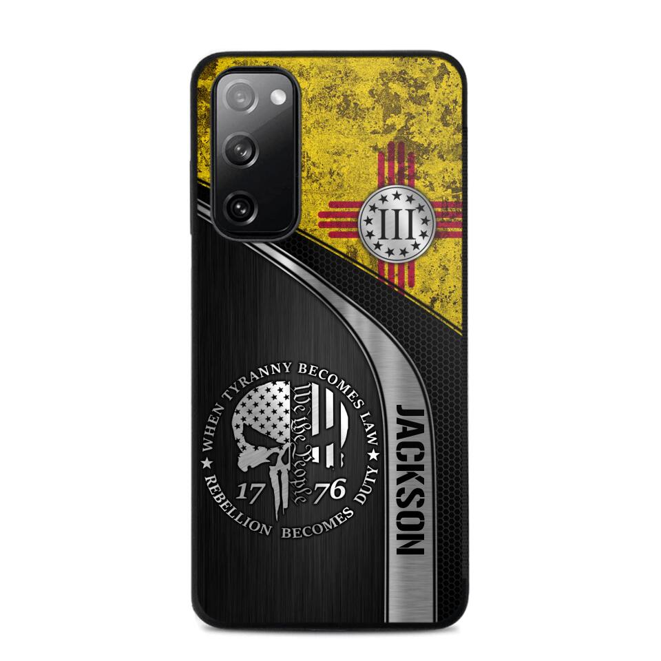 Personalized New Mexico Three Percenter Phone Case Printed.TMS