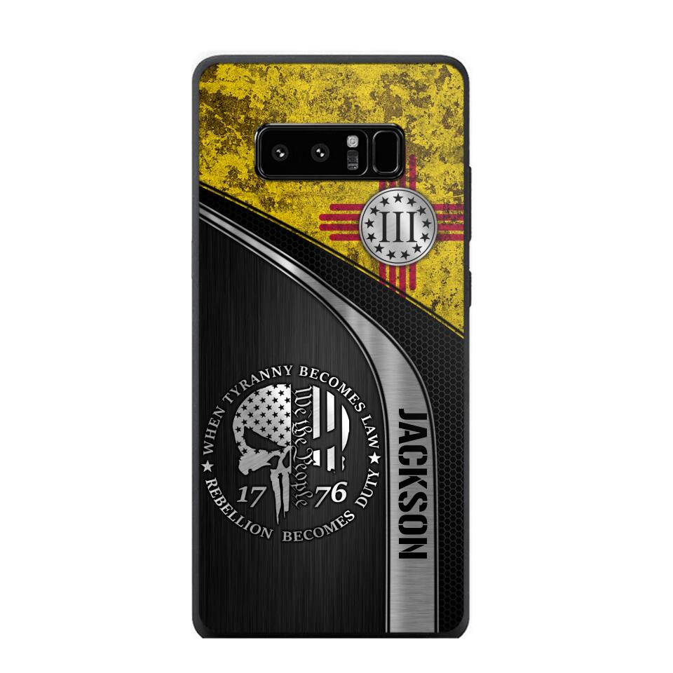 Personalized New Mexico Three Percenter Phone Case Printed.TMS