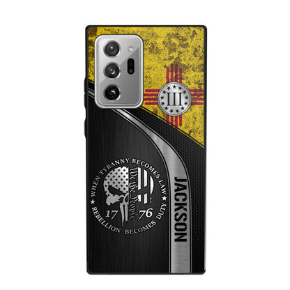 Personalized New Mexico Three Percenter Phone Case Printed.TMS