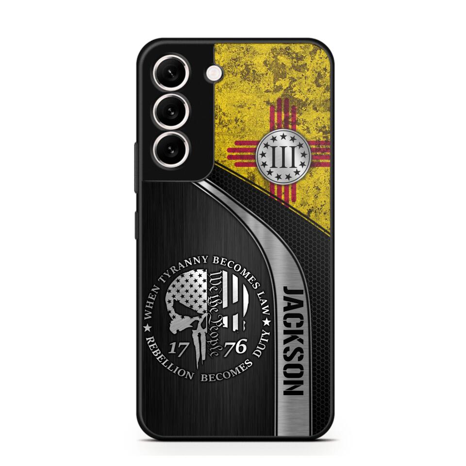 Personalized New Mexico Three Percenter Phone Case Printed.TMS