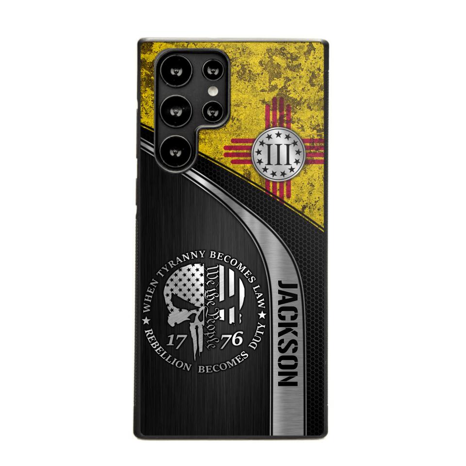 Personalized New Mexico Three Percenter Phone Case Printed.TMS