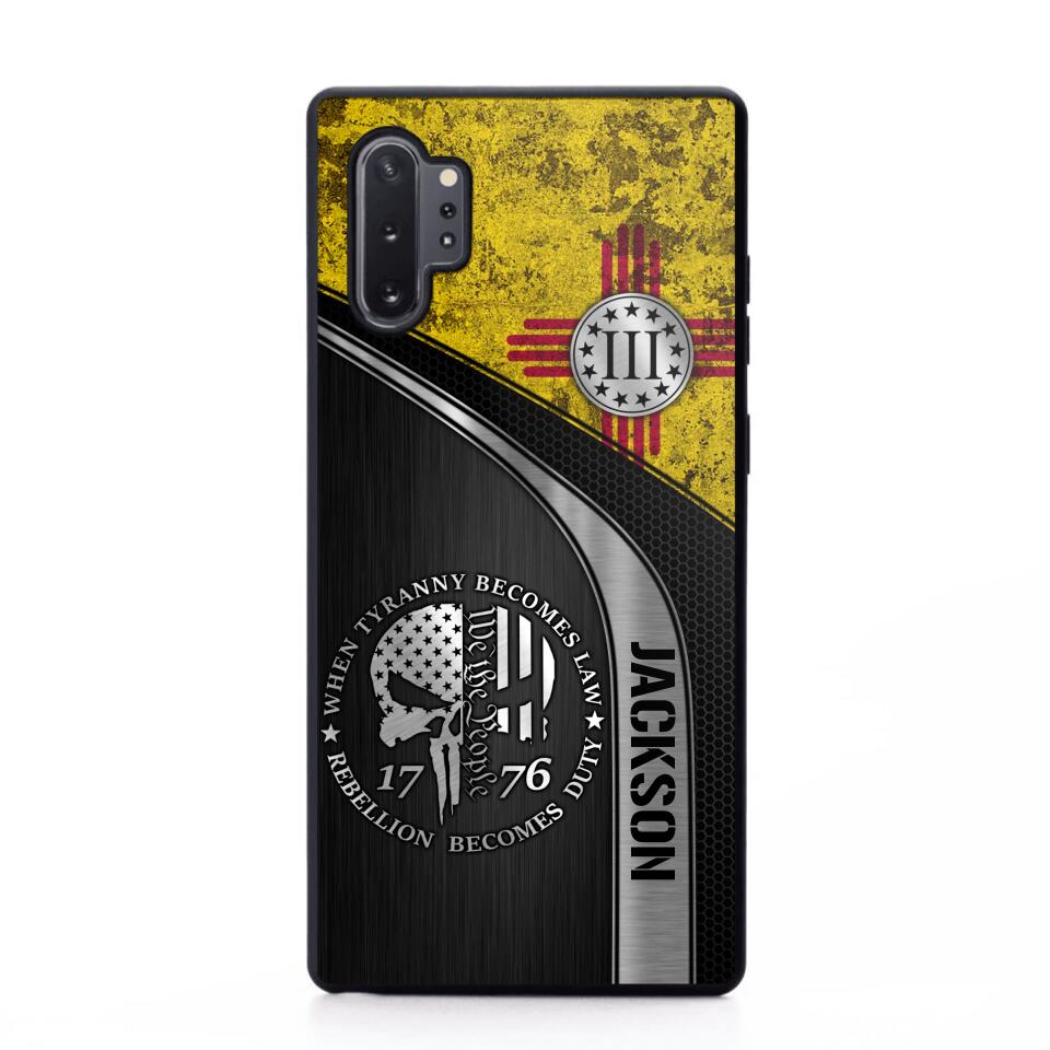 Personalized New Mexico Three Percenter Phone Case Printed.TMS