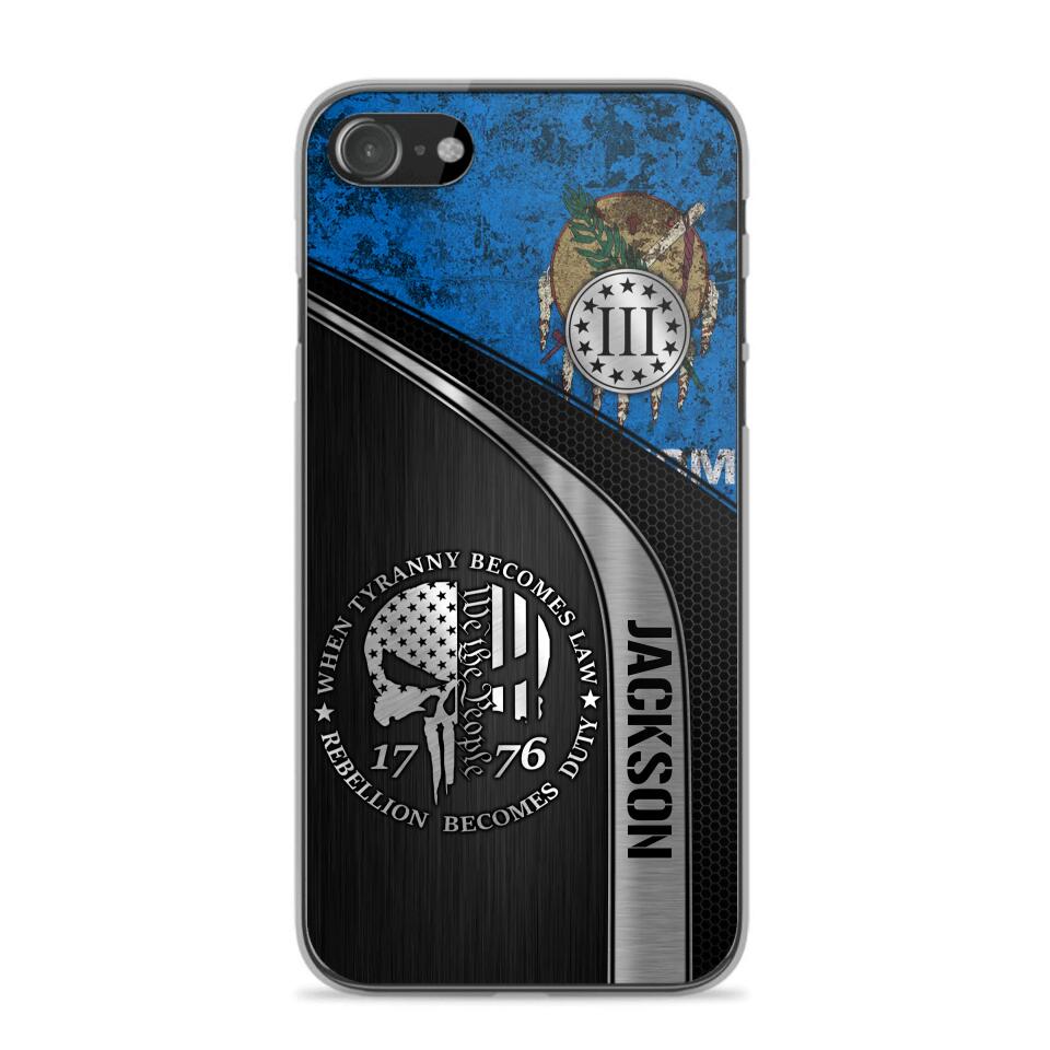 Personalized Oklahoma Three Percenter Phone Case Printed.TMS